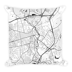 Athens black and white throw pillow with city map print 18x18
