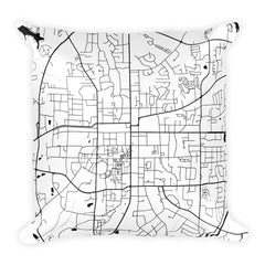 Auburn black and white throw pillow with city map print 18x18