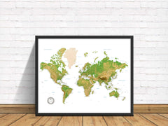 Personalized World Travel Map Tracker - Topographic
