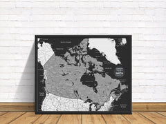 Canada Push Pin Map - Black and Grey - With 1,000 Pins!