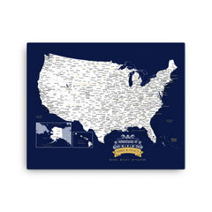 Push Pin Navy Travel Map USA - With 1,000 Pins!
