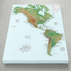 Americas Push Pin Map - Topographic - With 1,000 Pins!
