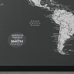 Americas Push Pin Map - Black and Grey - With 1,000 Pins!