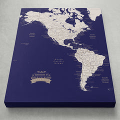 Americas Push Pin Map - Navy blue - With 1,000 Pins!