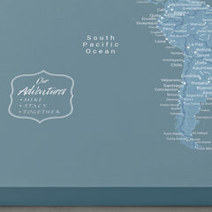 Americas Push Pin Map - Blue - With 1,000 Pins!