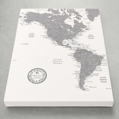 Americas Push Pin Map - White - With 1,000 Pins!