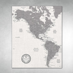 Americas Push Pin Map - White - With 1,000 Pins!