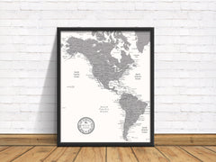 Americas Push Pin Map - White - With 1,000 Pins!