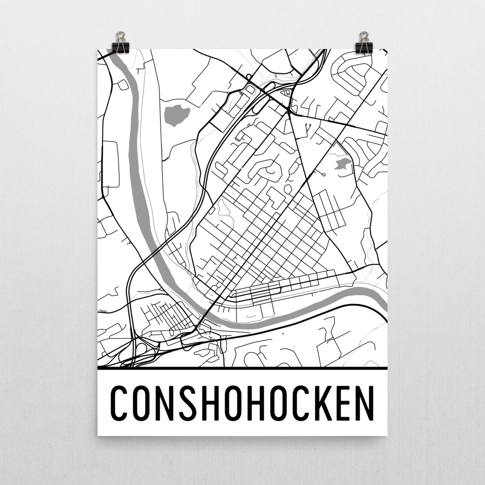 Conshohocken Street Map Poster White
