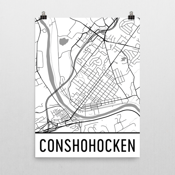 Conshohocken Street Map Poster White