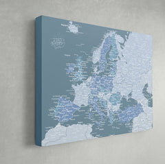 Europe Push Pin Map - Blue - WITH 1,000 PINS!
