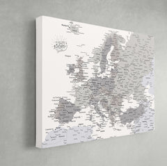 Europe Push Pin Map - Grey - WITH 1,000 PINS!