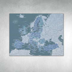 Europe Push Pin Map - Blue - WITH 1,000 PINS!