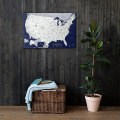 Push Pin Navy Travel Map USA - With 1,000 Pins!