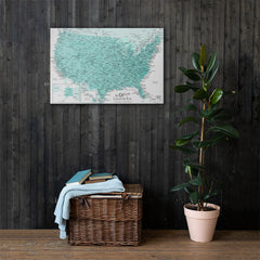 Watercolor United States Push Pin Map With 1,000 Pins