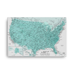 Watercolor United States Push Pin Map With 1,000 Pins