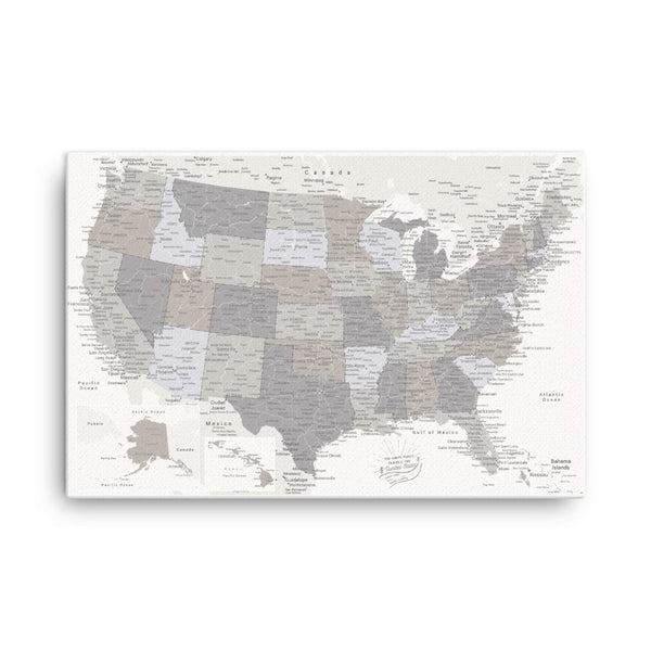 US Push Pin Map - White