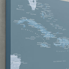 Caribbean Push Pin Map - Blue - With 1,000 Pins!