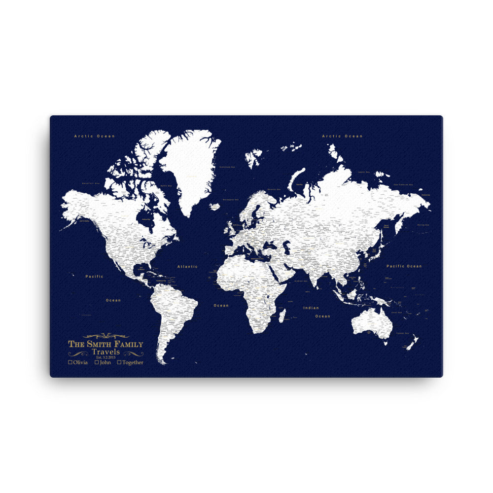 Pinnable World Map Travel Pin Board - Comes with 1,000 Pins!