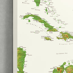 Caribbean Push Pin Map - Topographic - With 1,000 Pins!