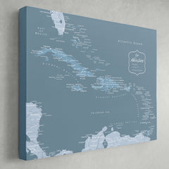Caribbean Push Pin Map - Blue - With 1,000 Pins!