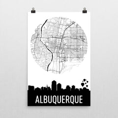 Albuquerque Skyline Silhouette Art Prints