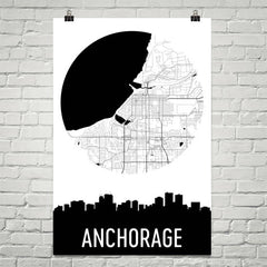 Anchorage Skyline Silhouette Art Prints