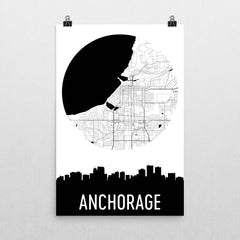 Anchorage Skyline Silhouette Art Prints