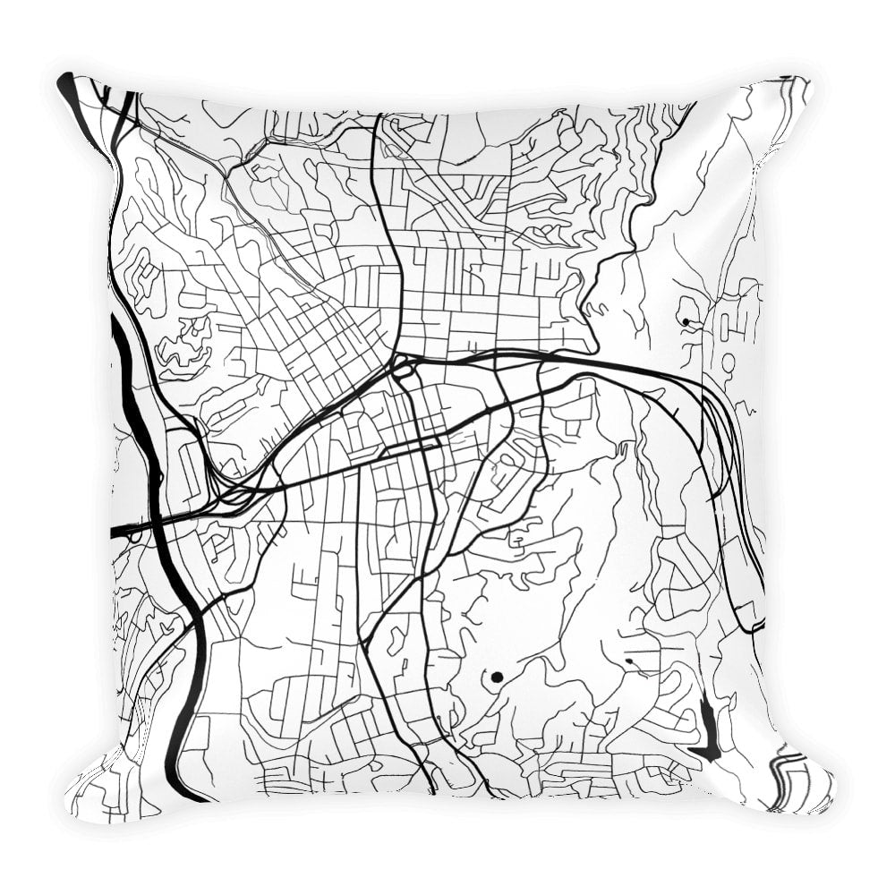Asheville Map Pillow – Modern Map Art