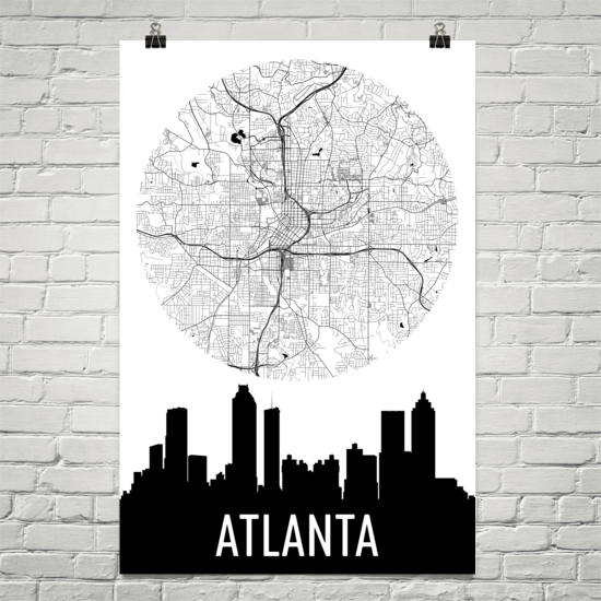 Atlanta Skyline Silhouette Art Prints