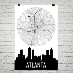 Atlanta Skyline Silhouette Art Prints