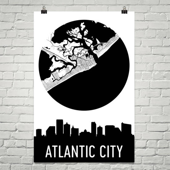 Atlantic City Skyline Silhouette Art Prints