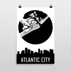 Atlantic City Skyline Silhouette Art Prints
