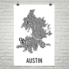 Austin Neighborhood Typography Prints – Modern Map Art