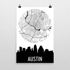 Austin Skyline Silhouette Art Prints