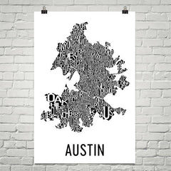 Austin Neighborhood Typography Prints – Modern Map Art