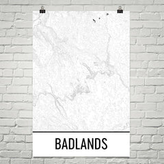 Badlands National Park Topographic Map Art