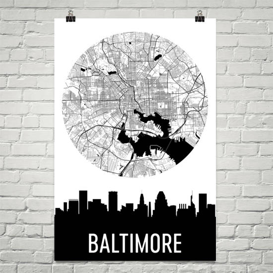 Baltimore Skyline Silhouette Art Prints