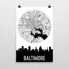 Baltimore Skyline Silhouette Art Prints