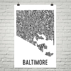 Baltimore Neighborhood Typography Prints – Modern Map Art