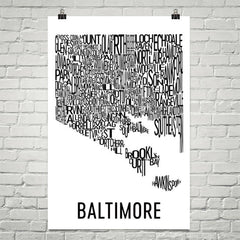 Baltimore Neighborhood Typography Prints – Modern Map Art