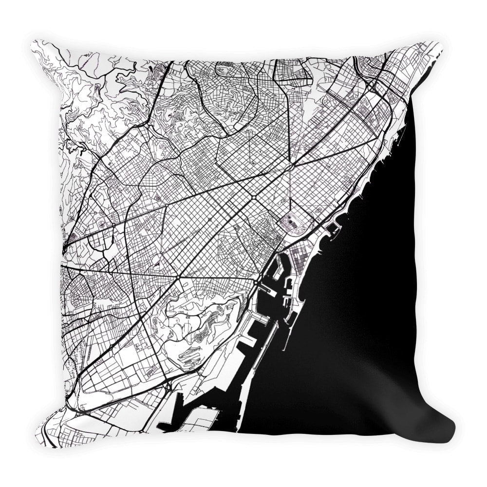 Barcelona Map Pillow – Modern Map Art