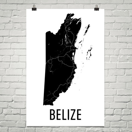 Belize Wall Map Print - Modern Map Art
