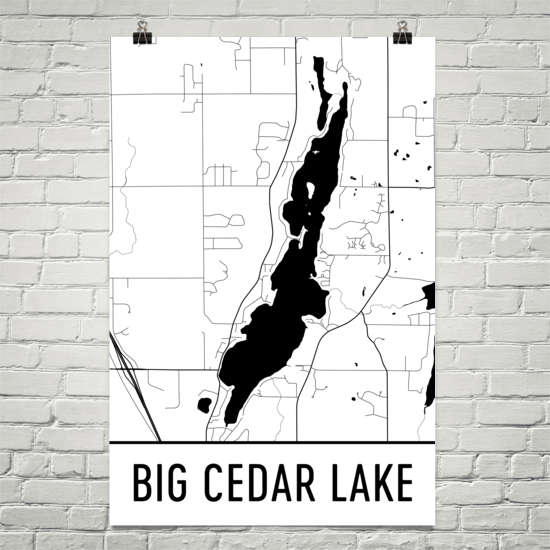 Big Cedar Lake WI Art and Maps