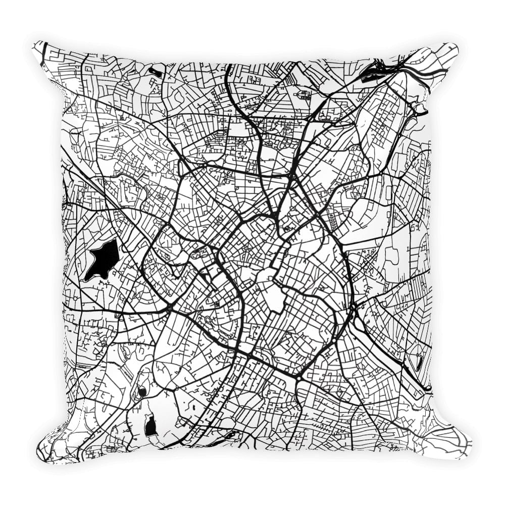 Birmingham (UK) Map Pillow – Modern Map Art