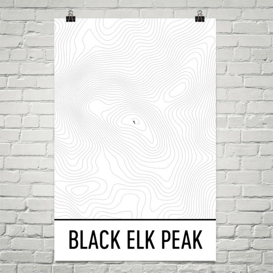 Black Elk Peak Topographic Map Art