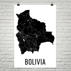 Bolivia Wall Map Print - Modern Map Art