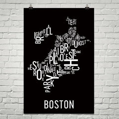 Boston Neighborhood Typography Prints – Modern Map Art