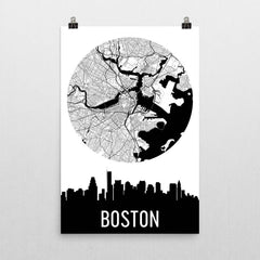 Boston Skyline Silhouette Art Prints