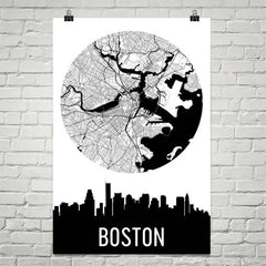 Boston Skyline Silhouette Art Prints